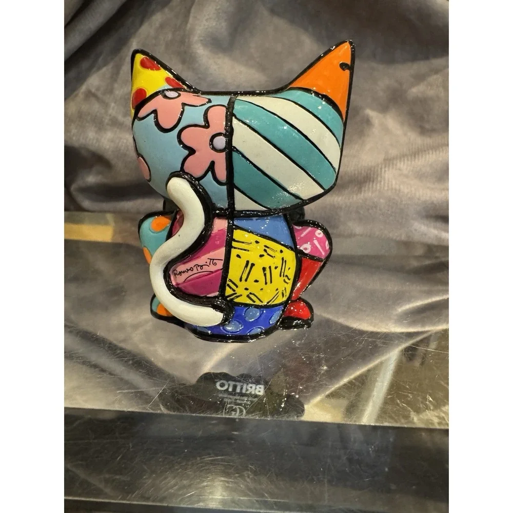 Romero Britto Mini Cat Sugar 3D‎ Figure 14072 Rare Retired 2010 Collectible